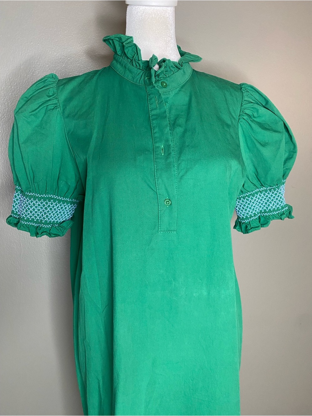 Tuckernuck Hyacinth House 100% Cotton Green Embroidery Eliza Midi Dress - Size M - Picture 9 of 14
